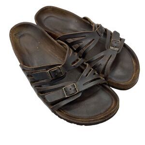 Birkenstocks Sz 38 US W7 Brown Leather Mayari Arizona‎ Granada slide Sandals Y2K
